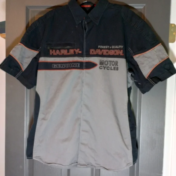 Harley Davidson Motorcycles Genuine Button UpMechanic Shop ShirtEmbroidered